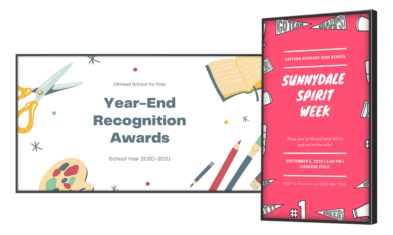 digital signage for schools showing event schedule