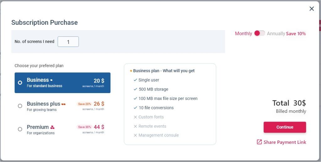 Subscription purchase