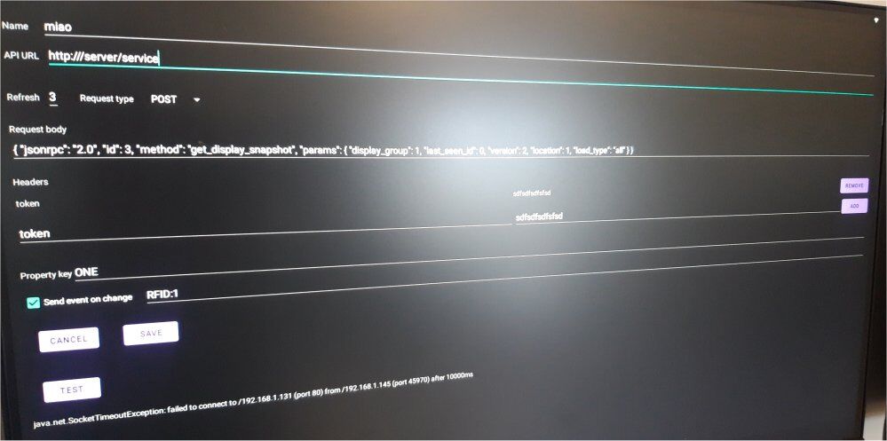 API integration settings