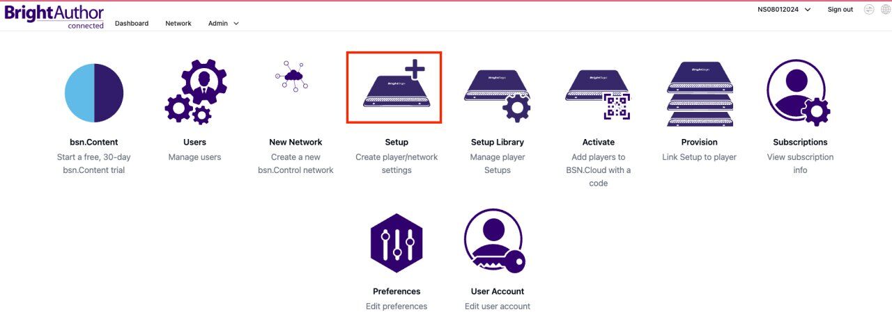 BrightSign BrightAuthor menu