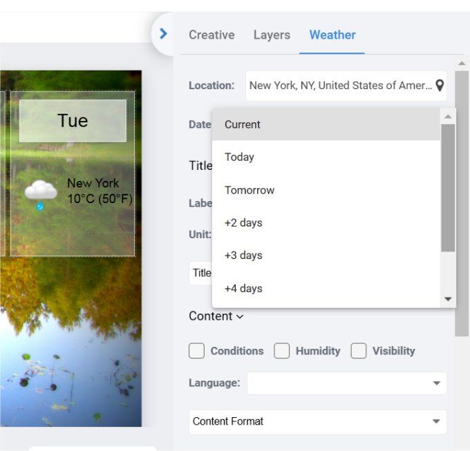 Weather forecast options