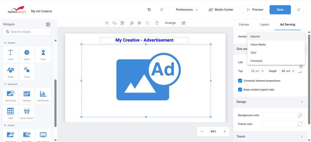 Adding Ad widget