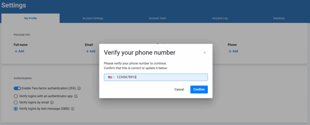 phone verification 2FA
