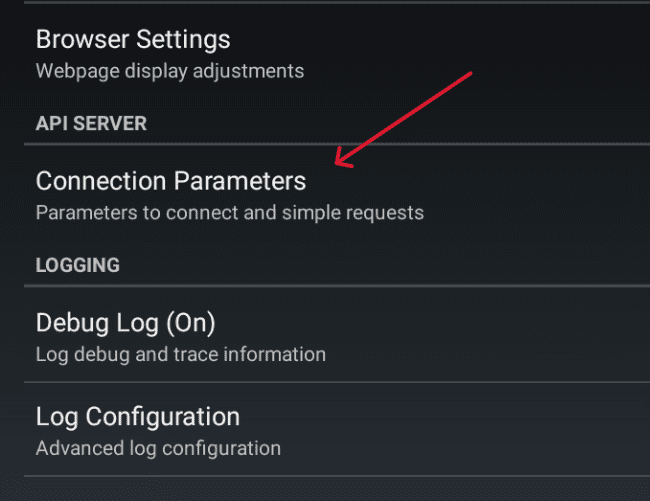 Connection parameters