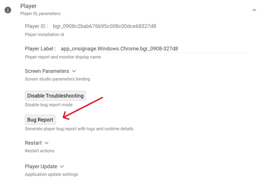 Bug report HTML