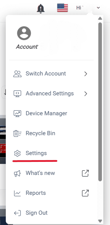 Account settings