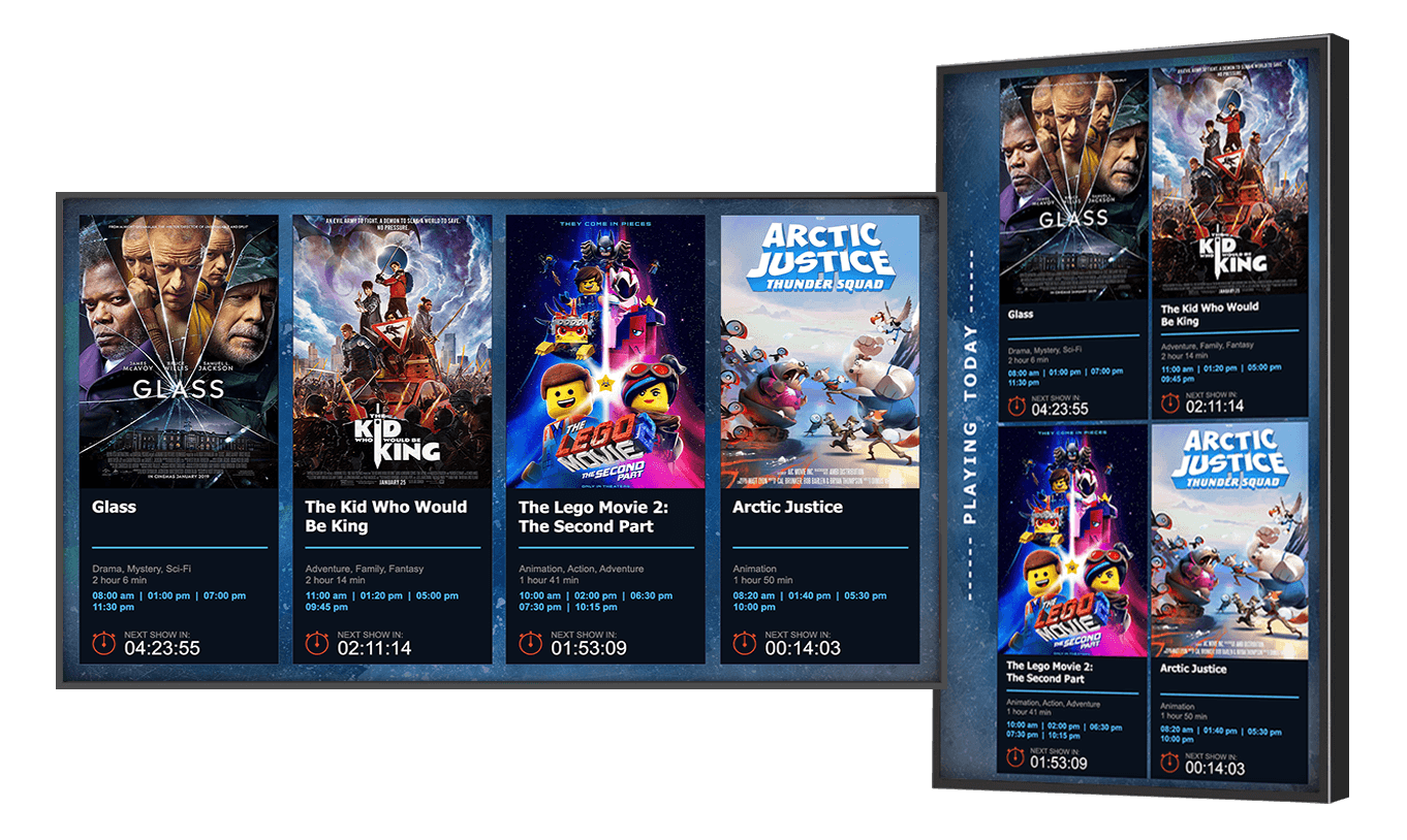 Digital signage for movie theaters