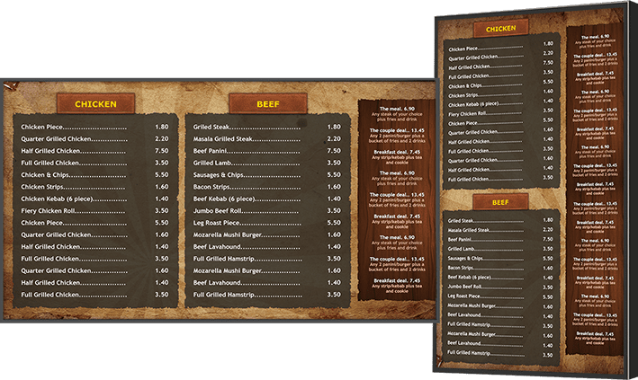 digital menu board