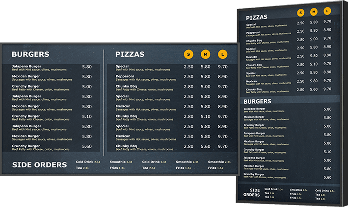 chalkboard digital menu board