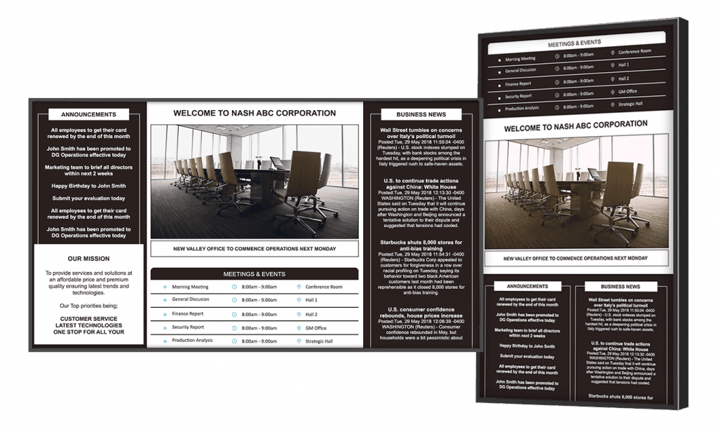 Digital signage internal communications