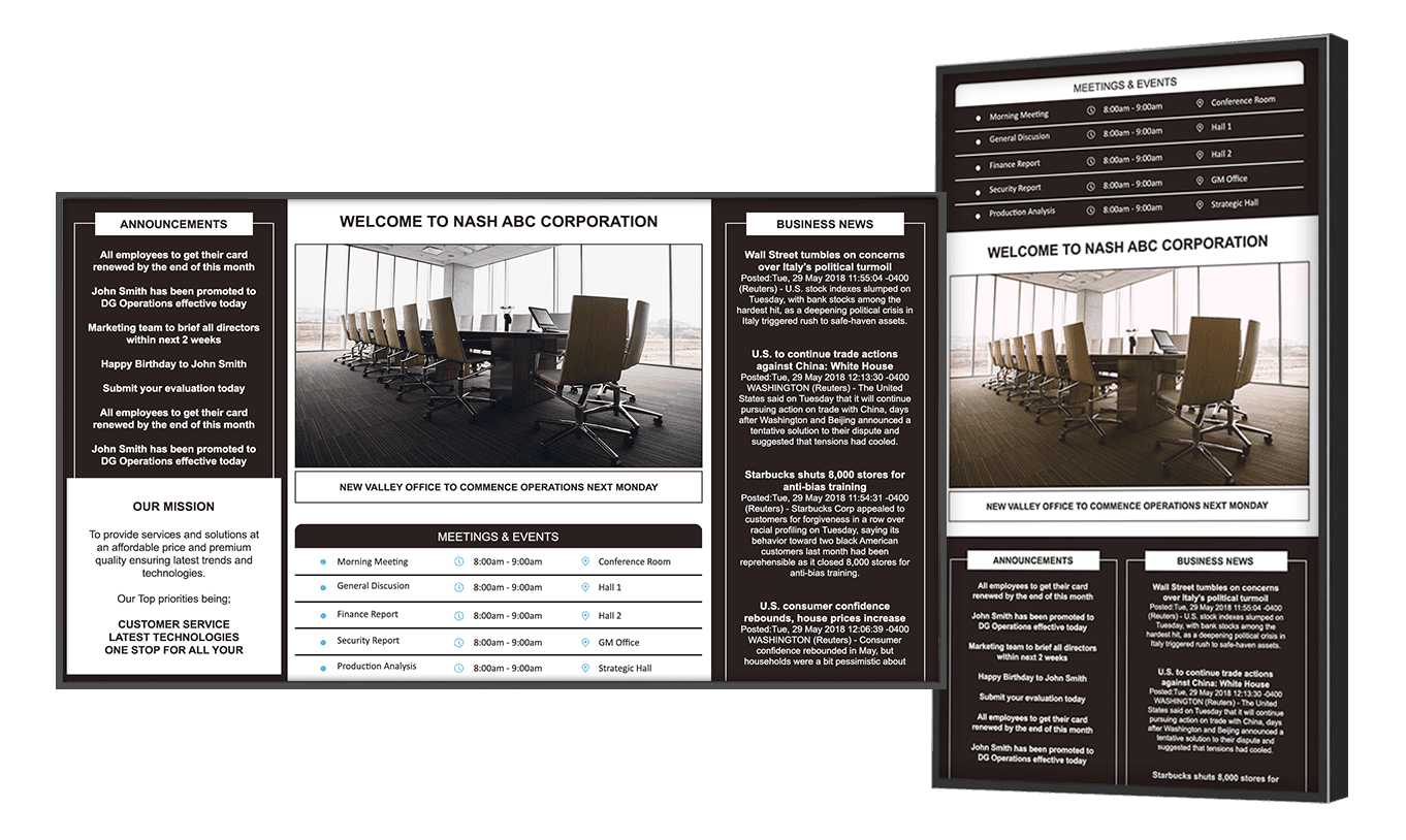 Digital signage internal communications