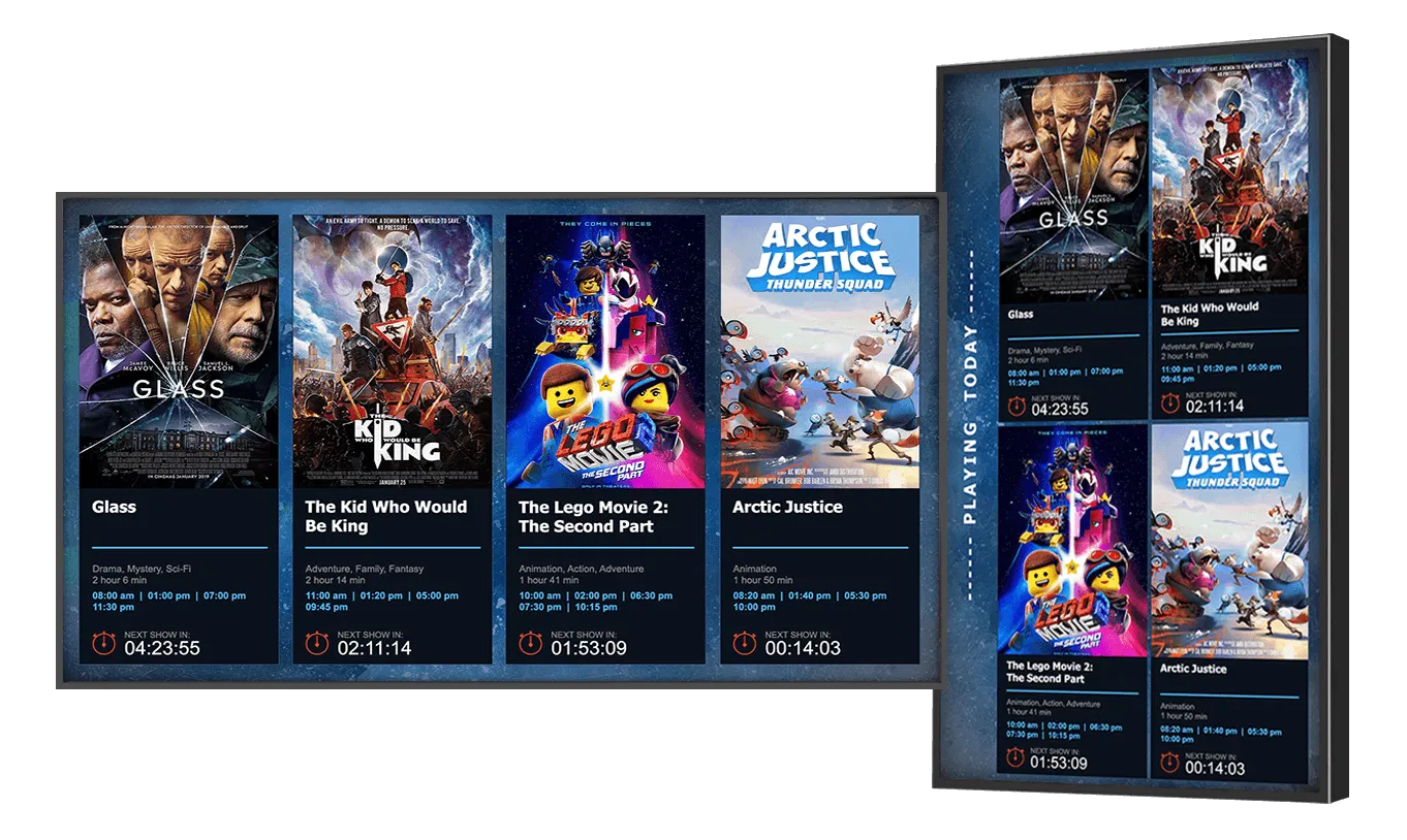 Digital signage for movie theaters