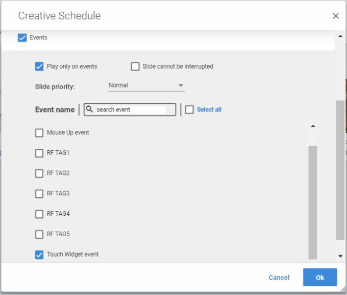 Touch Widget event Touch Widget event