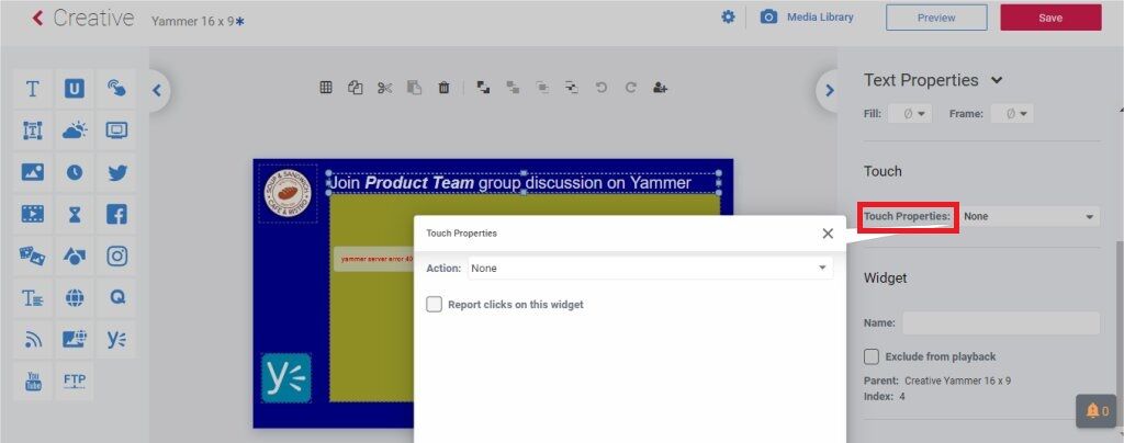 Touch properties Touch properties