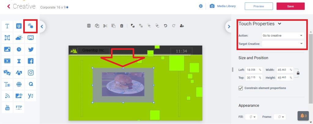 Touch widget Touch widget