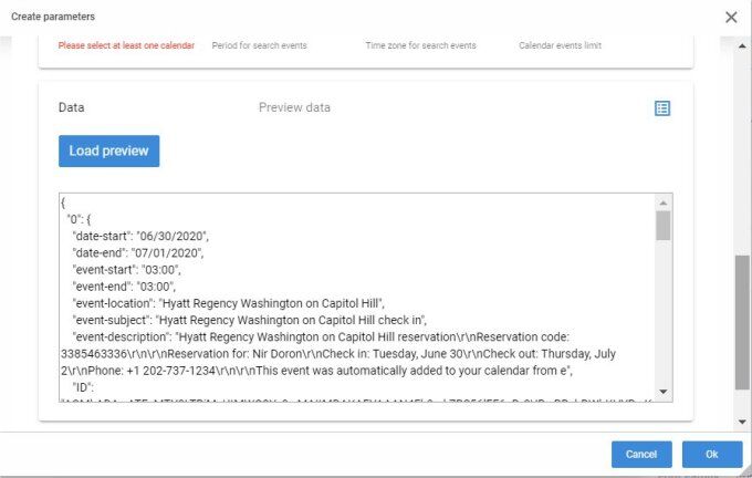 Calendar widget - load preview