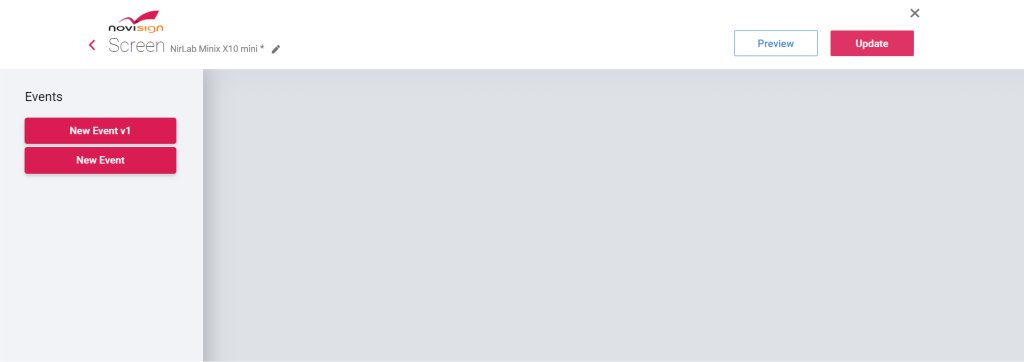 Events popup settings screen