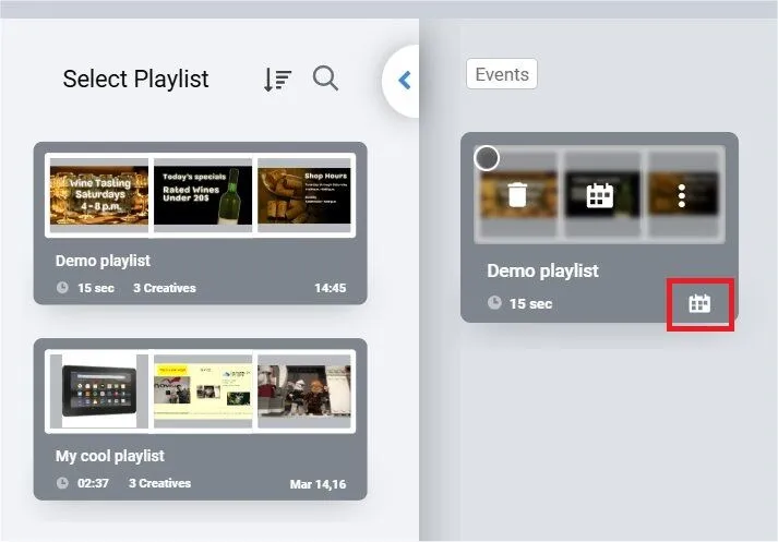 Screen creation select playlist