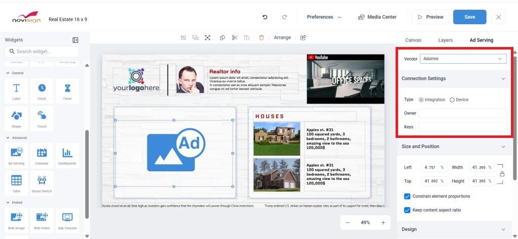 Adomni ad configuring