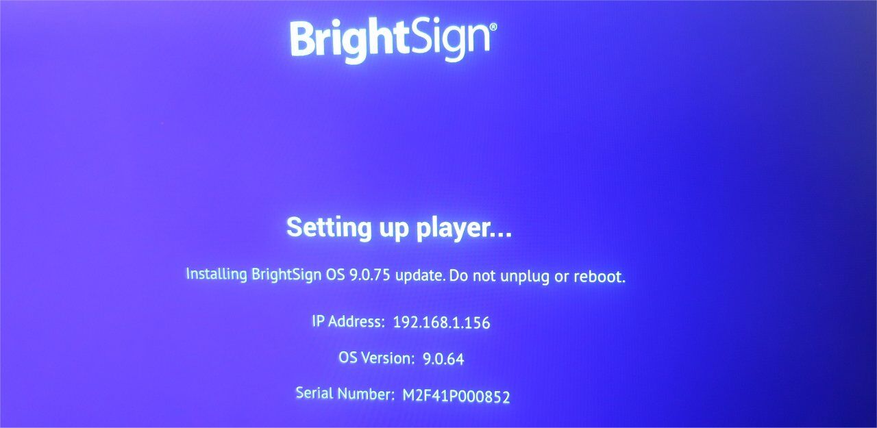 BrightSign setting up player