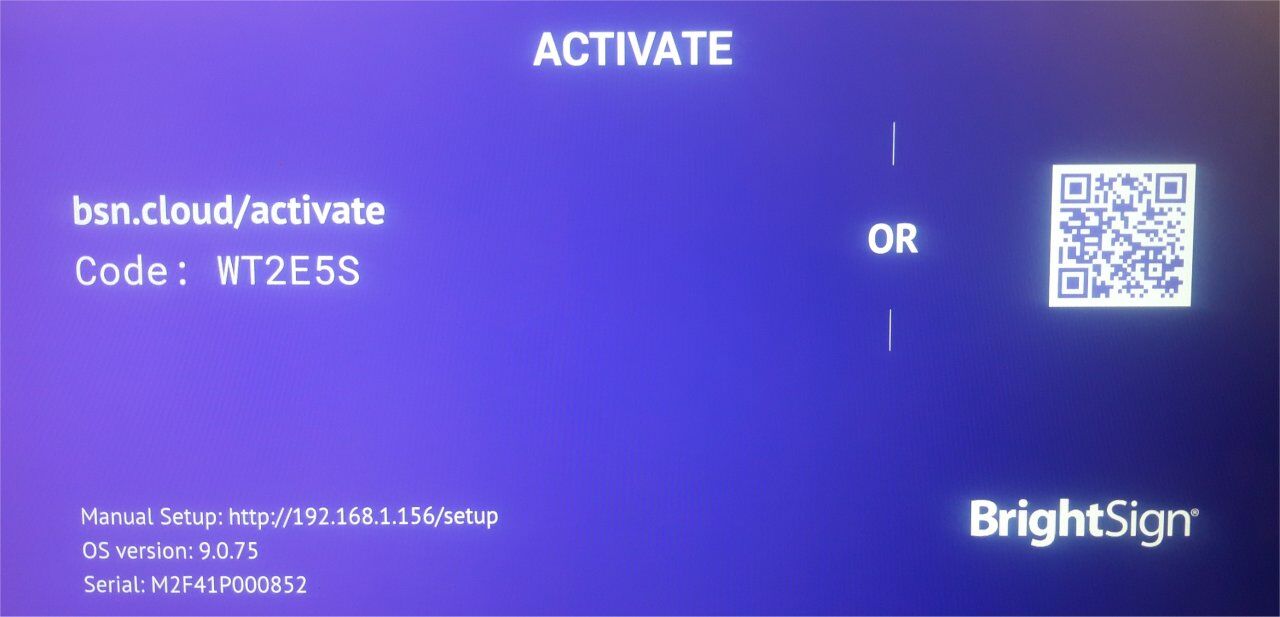BrightSign setting up player