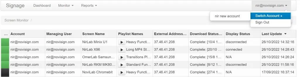 Reports switch account