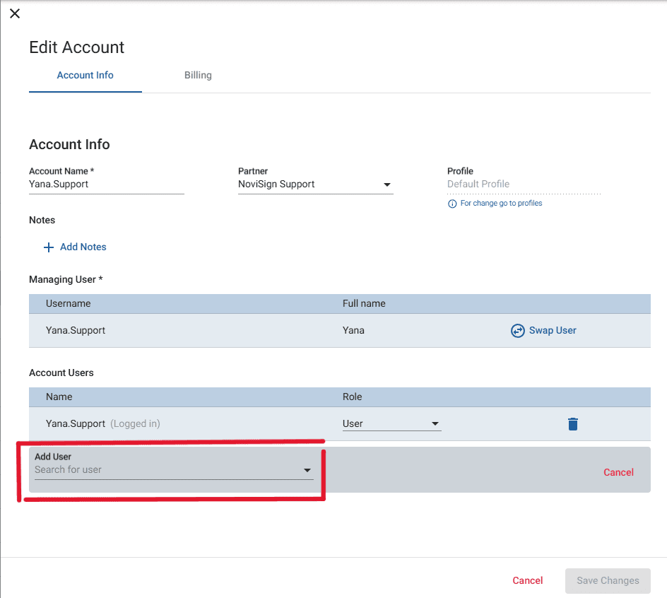 add user to an account