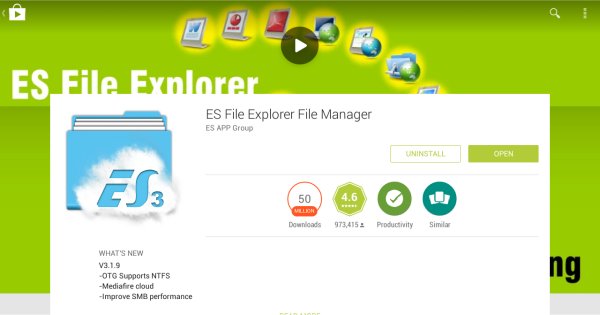 ES3 file explorer for screen rotation