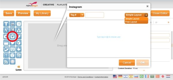 Digital signage Instagram widget layouts