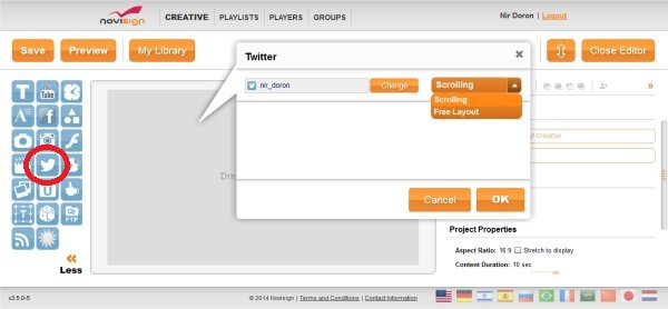 Digital signage Twitter widget layouts