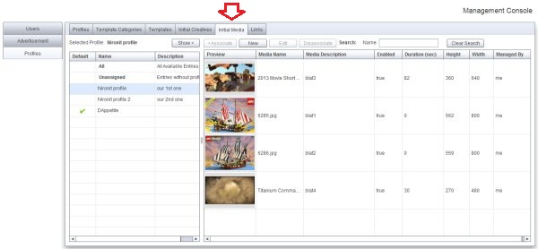 Flavor initil media console management of digital signage