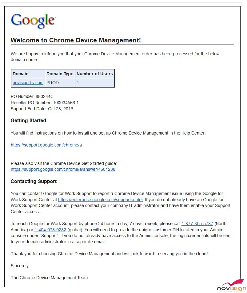 Google Chrome Device Management email