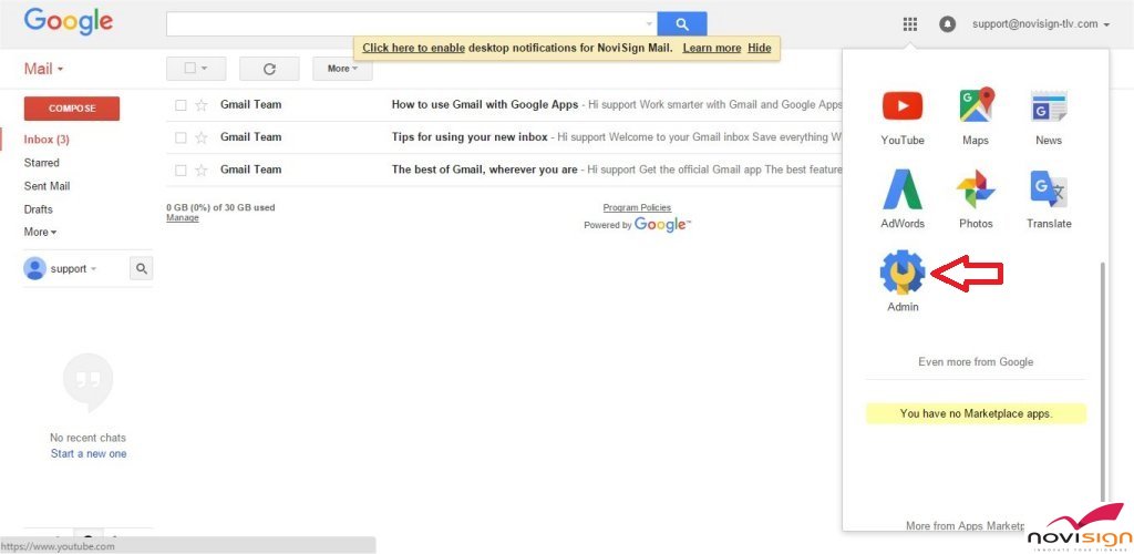 Gmail menu