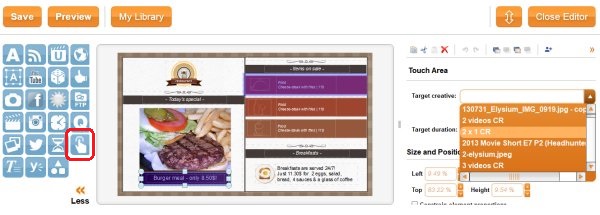 Digital signage touch widget