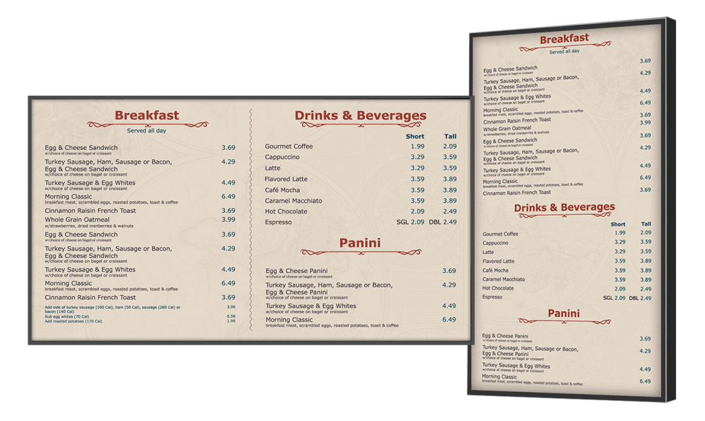 Digital Menu Boards for Café & Coffee House from www.novisign.com. 