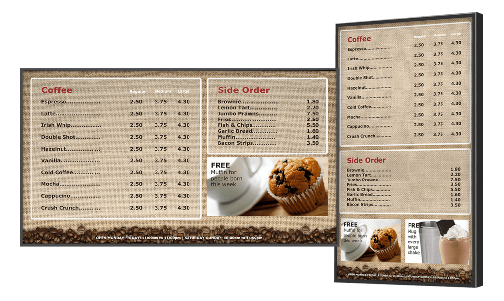 Cafe menu board