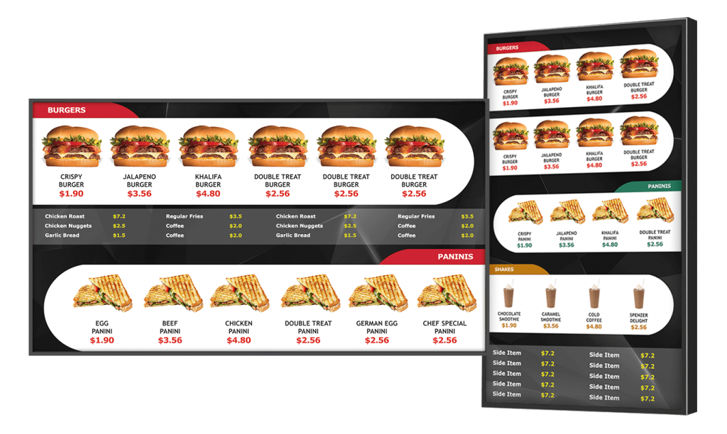 Quick serve digital menu board