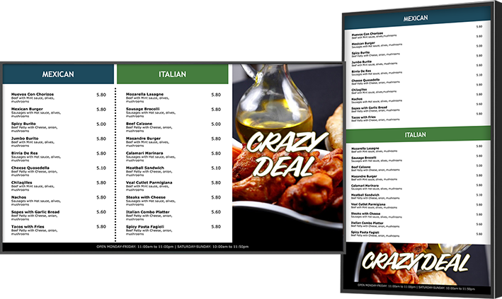 digital menu boards