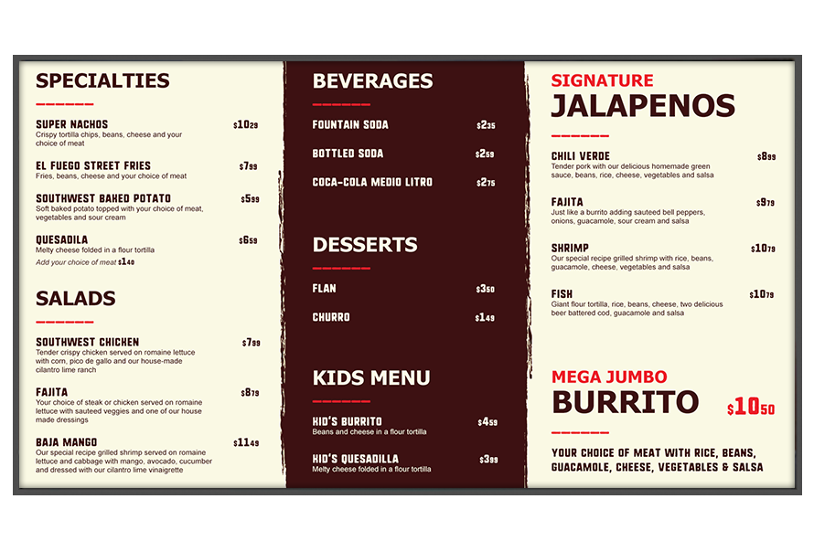 Digital Menu Board Templates