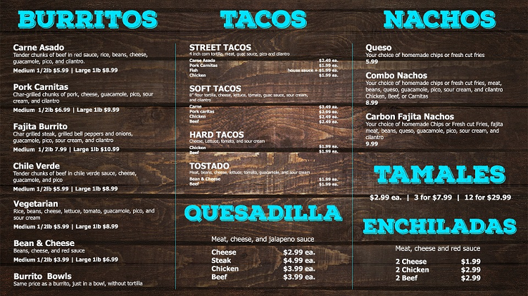 digital menu boards