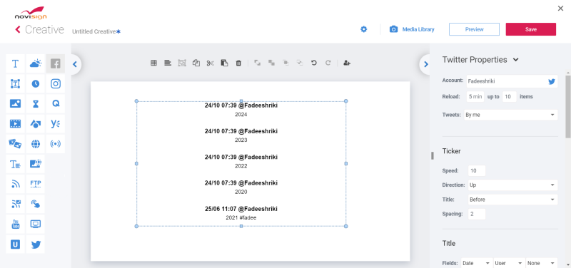 Digital signage Twitter scroller