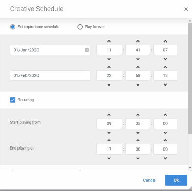 Schedule by time and dates