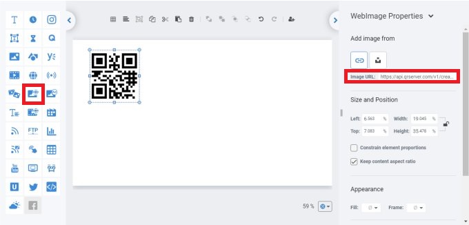 QR code in editor