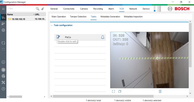 Bosch VCA tasks