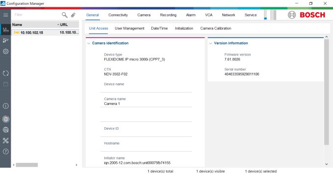 Bosch security cam settings