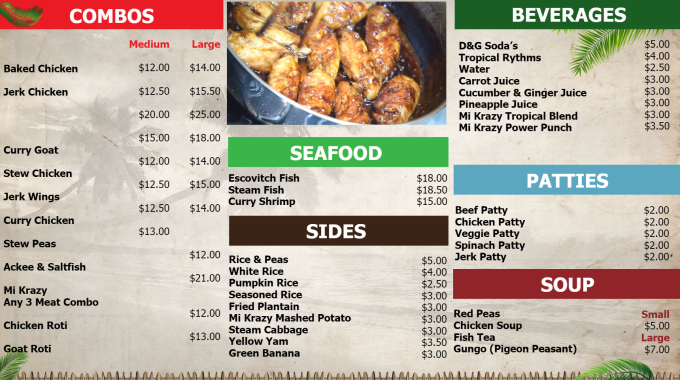 Jamaican Restaurant Digital Menu Boards