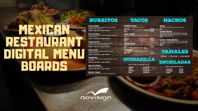 Mexican restaurant digital menu boards