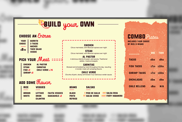 digital menu board displays