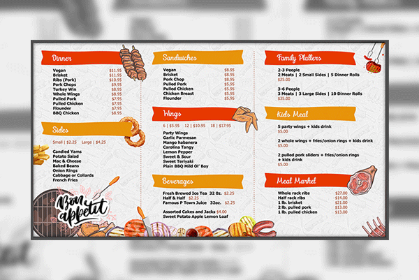 BBQ Digital Menu Boards