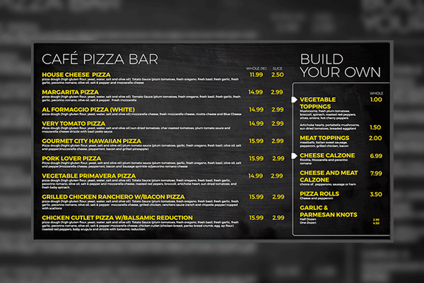 Pizza Digital Menu Boards